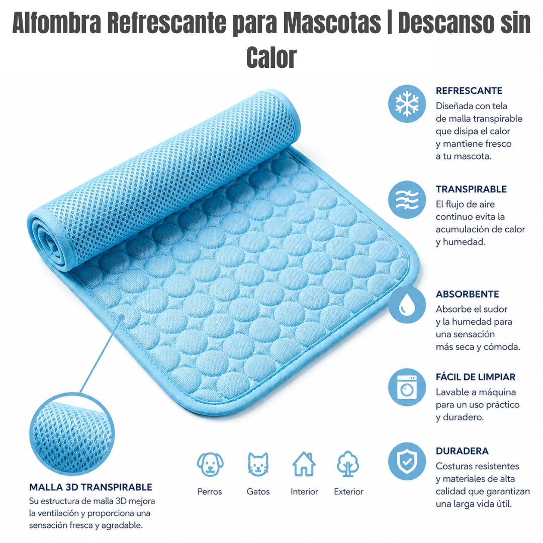 Alfombra Refrescante para Mascotas| Descanso sin Calor